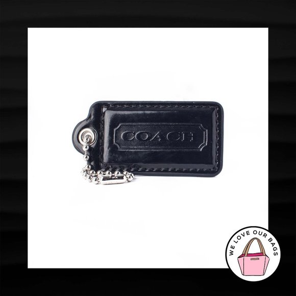 2.5" Large COACH BLACK PATENT LEATHER KEY FOB BAG CHARM KEYCHAIN HANGTAG TAG - Picture 1 of 1